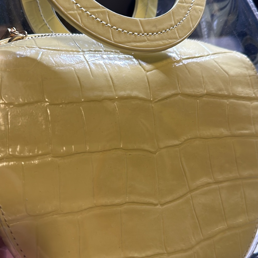 STAUD Cream Croc-Embossed Inner Pouch Clear PVC Circle-Handle Shoulder Bag - Picture 3 of 4